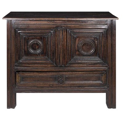 Lot 149 - Charles II Oak Coffer The rectangular hinged...