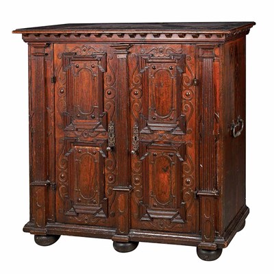 Lot 143 - Continental Baroque Oak and Pine Side Cabinet...