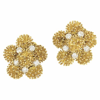 Lot 513 - Pair of Gold and Diamond Earclips, Boucheron