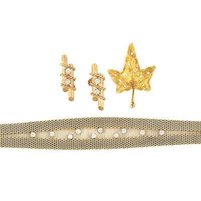 Lot 592 - Group of Gold and Diamond Jewelry