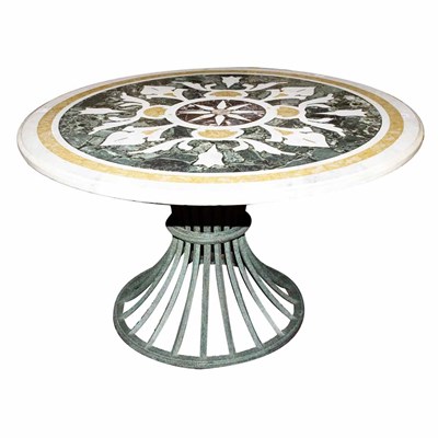 Lot 1438 - Neoclassical Style Pietra Dura Top Iron Center...