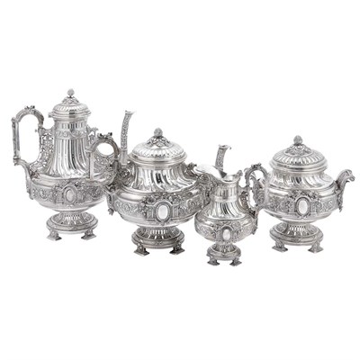 Lot 239 - French Silver Coffee and Tea Service A.M....