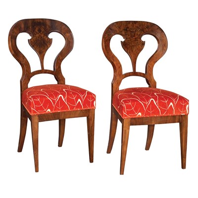 Lot 519 - Pair of Biedermeier Walnut Side Chairs Second...