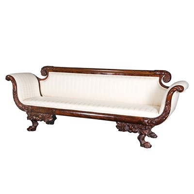 Lot 121 - Classical Mahogany Upholstered Sofa Second...