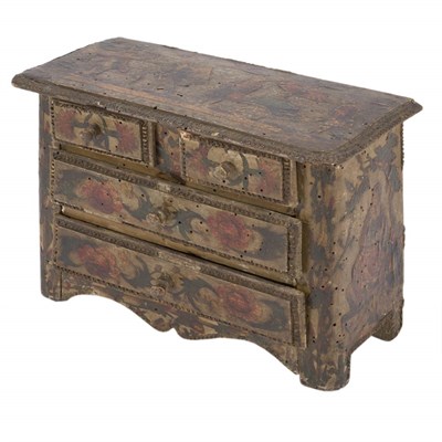 Lot 442 - Italian Baroque Lacca Povera Miniature Commode...