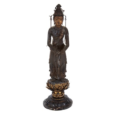 Lot 6 - Japanese Gilt-Wood Kannon Bosatsu Muromachi...