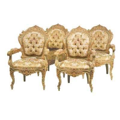 Lot 1411 - Set of Four Italian Rococo Style Parcel Gilt...