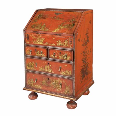 Lot 193 - George I Japanned Diminutive Bureau The...