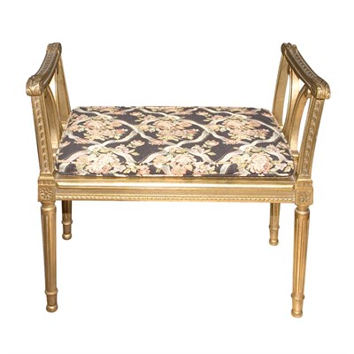 Lot 1421 - Louis XVI Style Gold Painted and Caned Bench...