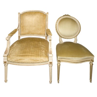 Lot 626 - Set of Six Louis XVI Style Painted Dining...