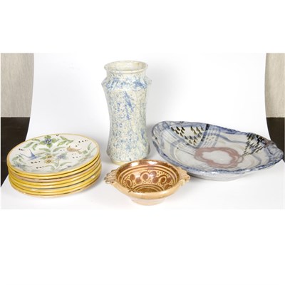 Lot 128 - Group of Polychrome Decorated Pottery Table...