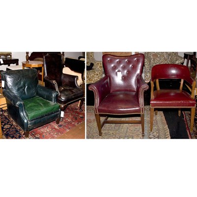 Lot 139 - Group of Four Leather and Vinyl Upholstered...