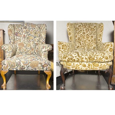 Lot 141 - Two Georgian Style Mahogany Wing Chairs