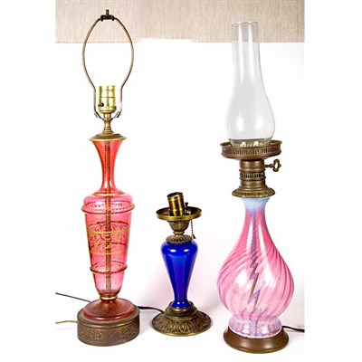 Lot 157 - Group of Five Glass Lamps