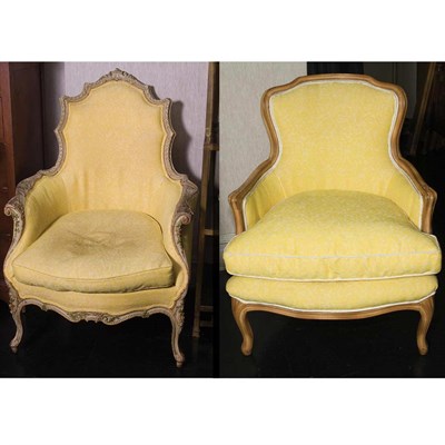 Lot 163 - Two Rococo Style Upholstered Bergeres