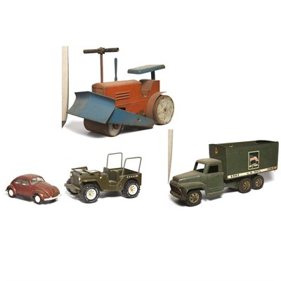 Lot 175 - Group of Eight Polychrome Painted Metal Toys
