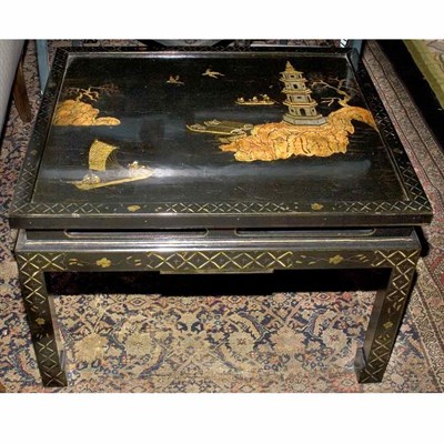 Lot 176 - Pair of Chinoiserie Decorated Black Painted...