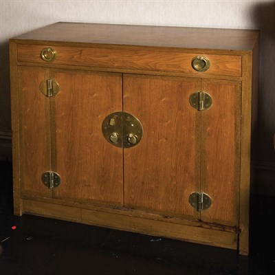 Lot 201 - Brass Bound Cabinet Height 34 inches, width 38...