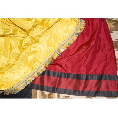 Lot 215 - Six Red Silk Curtain Panels; Together with Two...