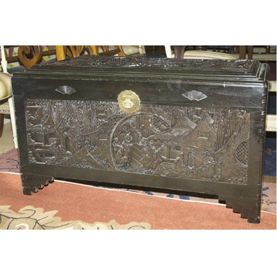 Lot 225 - Chinese Carved and Stained Wood Chest Height...