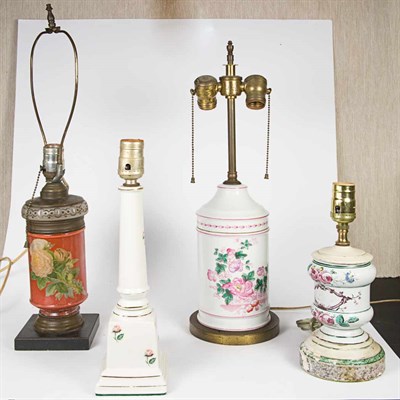 Lot 232 - Group of Seven Porcelain Lamps