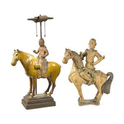 Lot 266 - Two Chinese Pottery Lamps