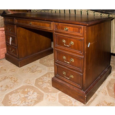 Lot 273 - Georgian Style Mahogany Pedestal Desk Height...
