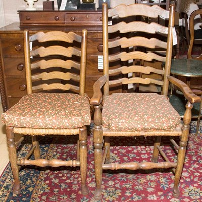Lot 283 - Set of Six Provincial Ladder Back Dining...