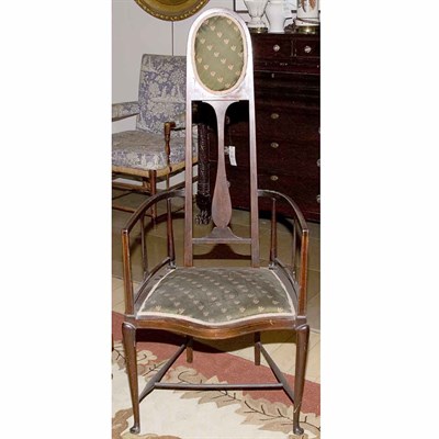 Lot 306 - Art Nouveau Style Inlaid Mahogany Armchair