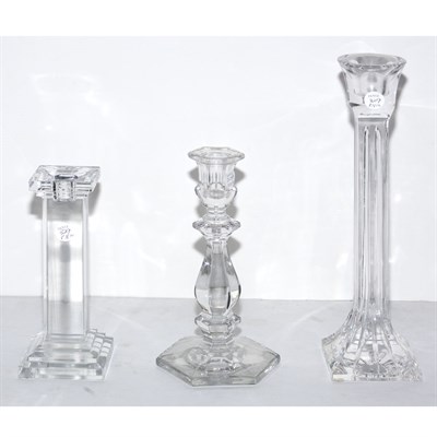 Lot 329 - Three Pairs of Glass Candlesticks