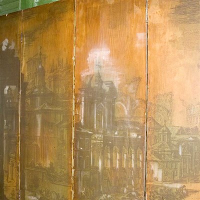 Lot 336 - Architectural Painted Six-Panel Screen Height...