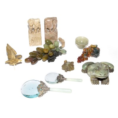 Lot 347 - Group of Asian Carved Hardstone Articles...