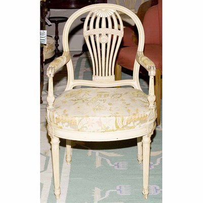Lot 359 - Set of Six Louis XVI Style Painted Dining...