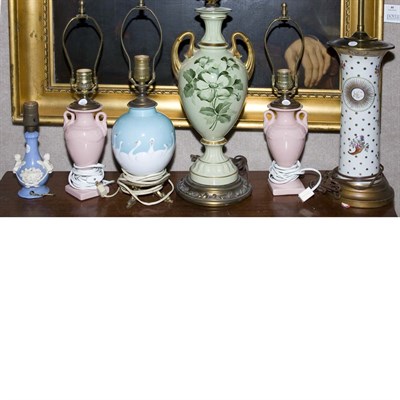 Lot 363 - Group of Six Porcelain Lamps
