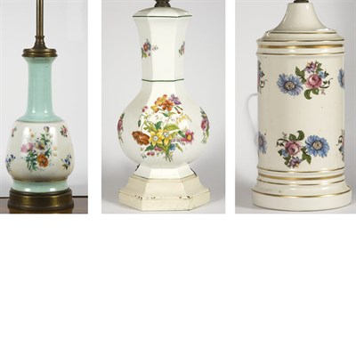 Lot 367 - Group of Six Porcelain Lamps