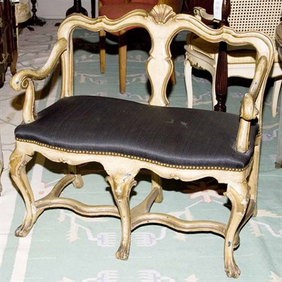 Lot 376 - Italian Rococo Style Painted Settee Length 33...