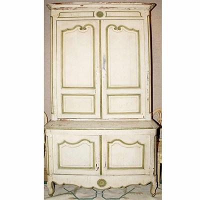 Lot 377 - Provincial Louis XV Painted Buffet en Deux...