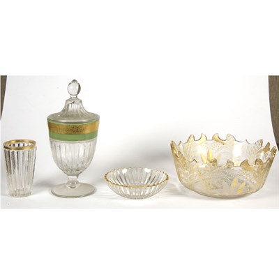 Lot 385 - Group of Gilt Decorated Glass Table Articles...