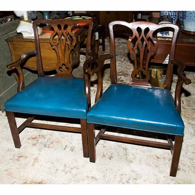Lot 392 - Set of Four George III Style Mahogany Armchairs