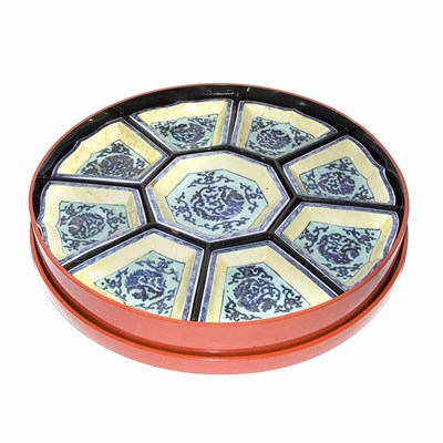 Lot 402 - Chinese Porcelain Condiment Set with a Red...