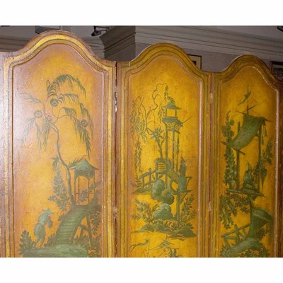 Lot 421 - Chinoiserie Decorated Three-Panel Screen...