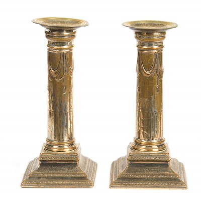 Lot 428 - Pair of Silver Plated Candelabra; Together...