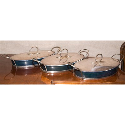 Lot 433 - Group of Three Silver Plated and Ceramic...