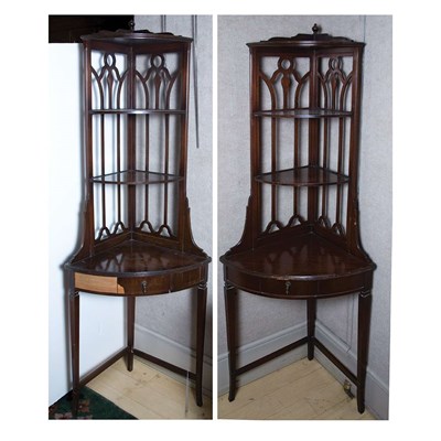 Lot 437 - Pair of George III Style Mahogany Corner...