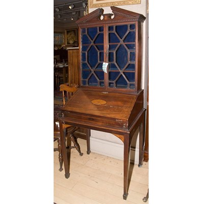 Lot 455 - George III Style Inlaid Mahogany Secretary...