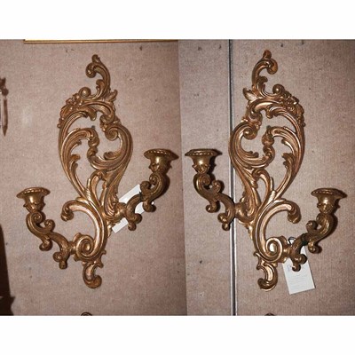 Lot 459 - Pair of Louis XV Style Gilt-Metal Two-Light...