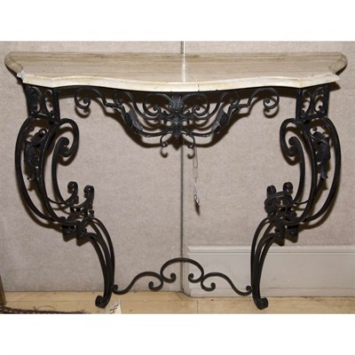 Lot 464 - Marble Top and Painted Metal Console Height 34...