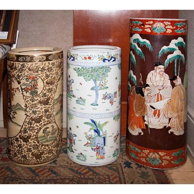 Lot 466 - Three Asian Porcelain Umbrella Stands