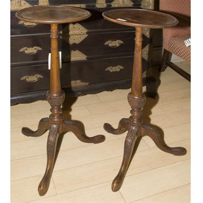 Lot 474 - Pair of Georgian Style Mahogany Candlestands...