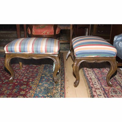 Lot 486 - Pair of Louis XV Style Walnut Stools